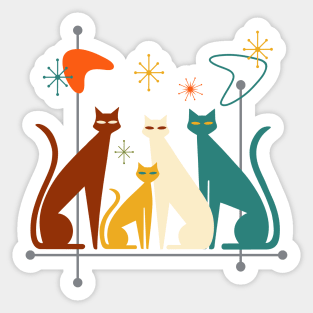 Retro Mid-Century Modern Look Cats 50s 60s Style Sticker